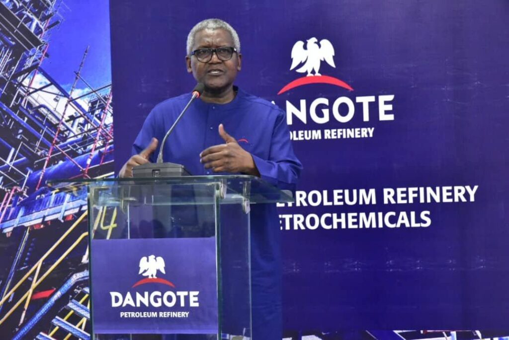 Aliko Dangote at the Nigerian Exchange during the launch of the Dangote Refinery IPO Internal-Link Opportunities